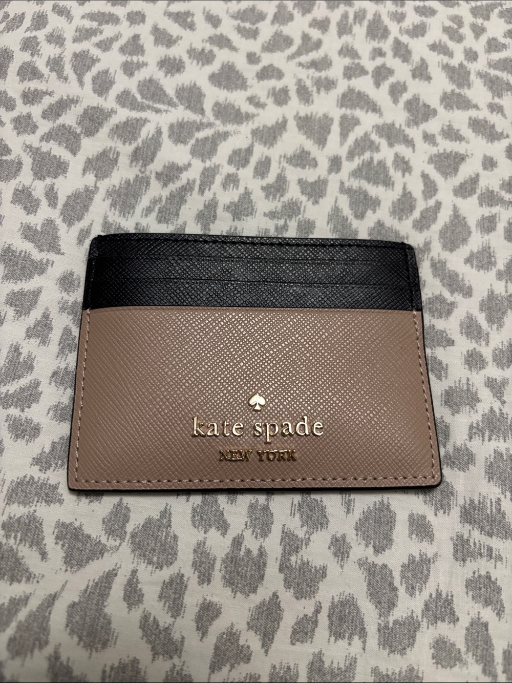 kate spade Two-Tone Black and Taupe Card Slot Wallet
